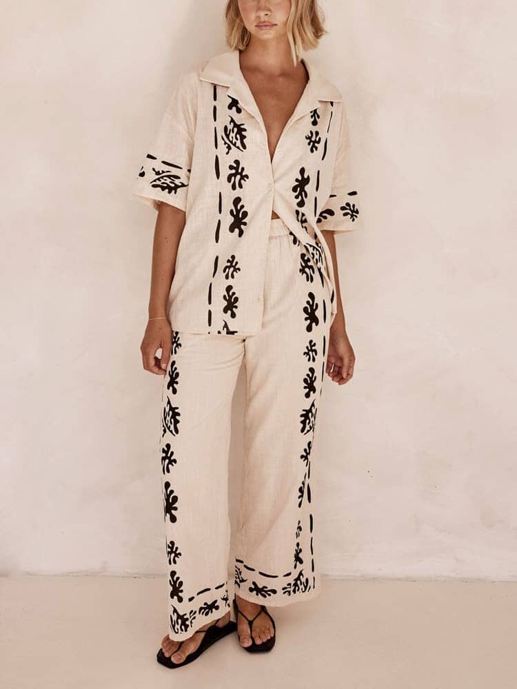 Yuna Printed Pants with Wide Legs