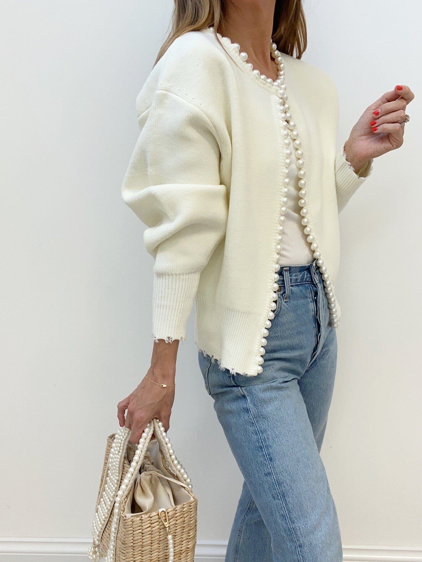 Milena | Cardigan with Pearls and Rips