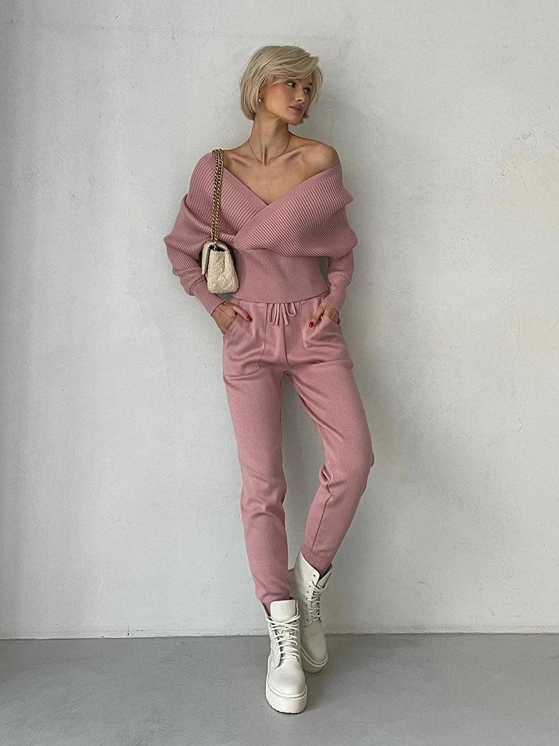 Eline Ribbed Off-Shoulder Top with Pants