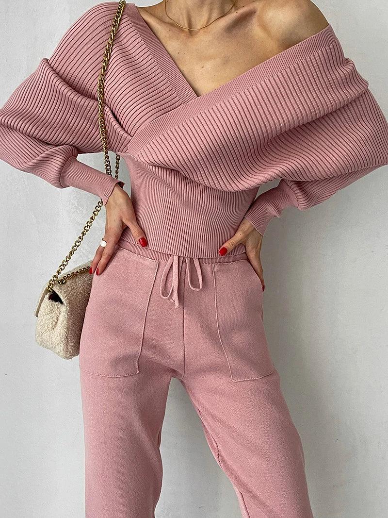 Eline Ribbed Off-Shoulder Top with Pants