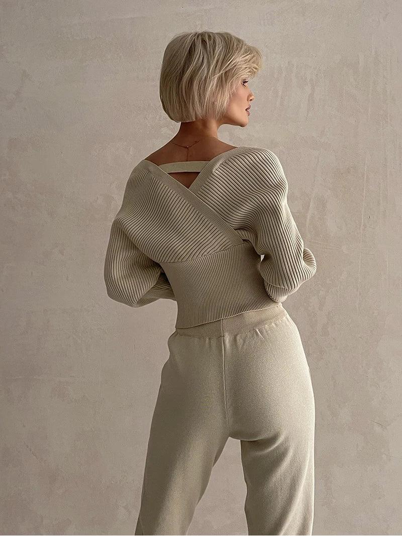 Eline Ribbed Off-Shoulder Top with Pants