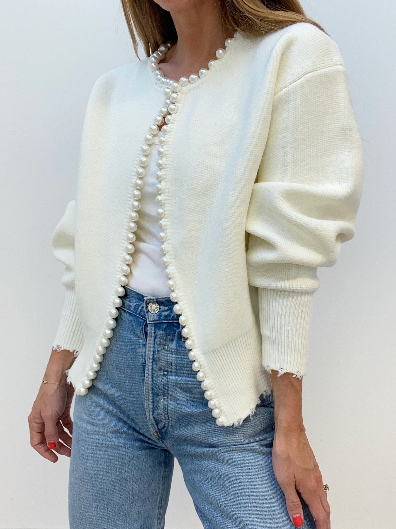 Milena | Cardigan with Pearls and Rips