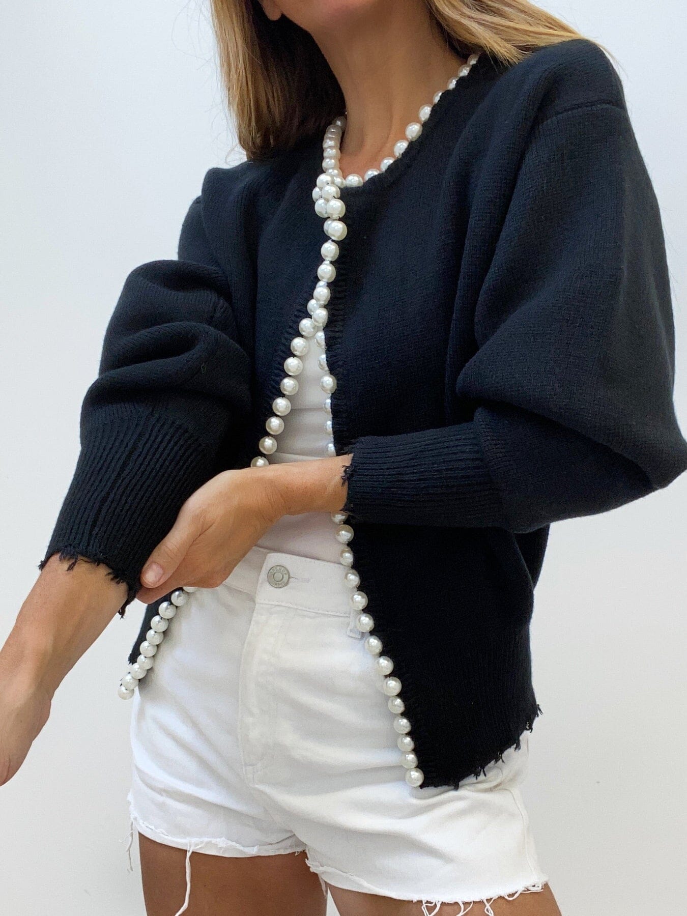 Milena | Cardigan with Pearls and Rips