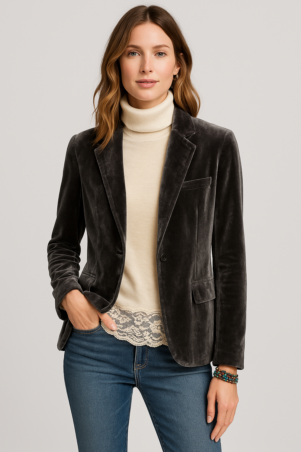 Sioba | Velvet Slim-Fit Blazer