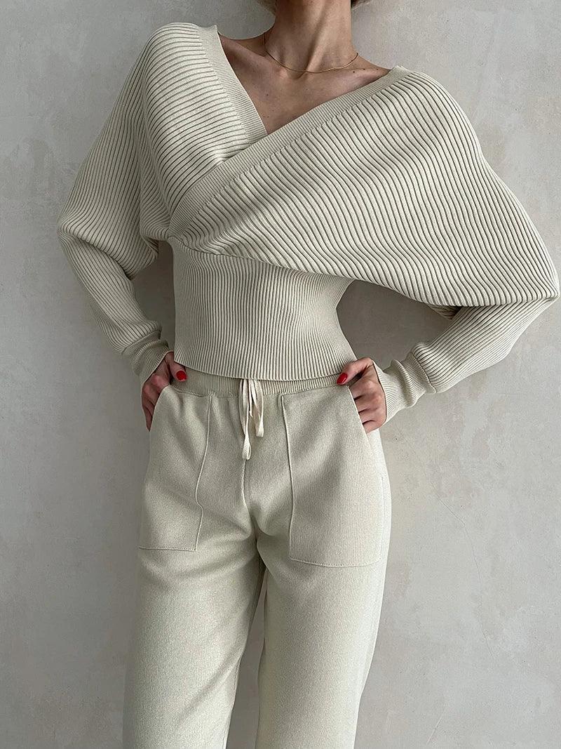 Eline Ribbed Off-Shoulder Top with Pants